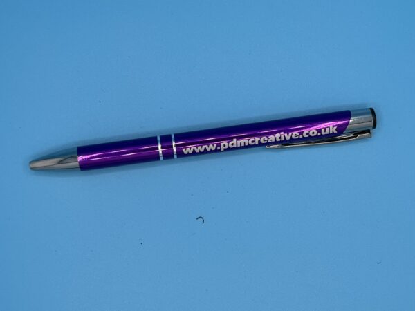 Purple metal branded pen