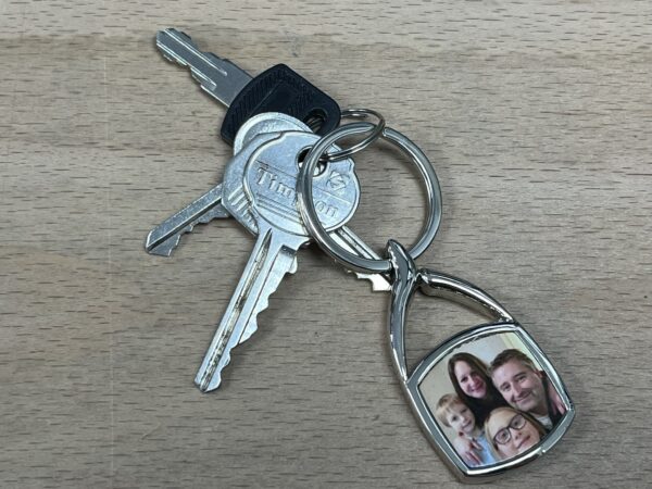 Oblong Metal Photo Keyring