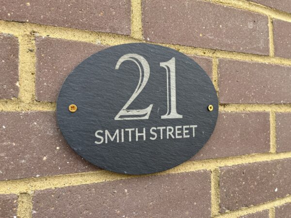 Oval Slate House Sign 20cmx15cm - Image 4