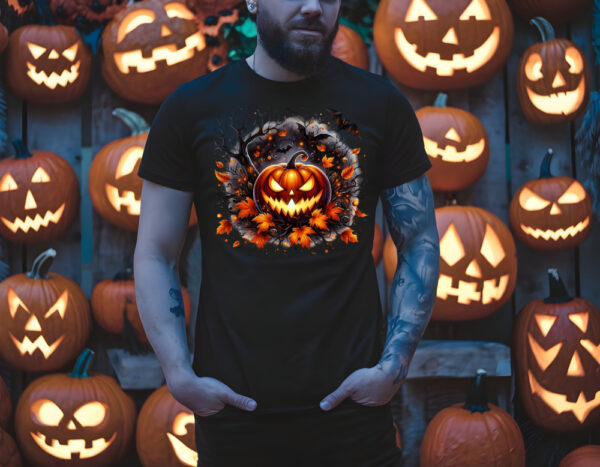 Halloween Pumpkin & Bats T-Shirt (unisex) - Image 4