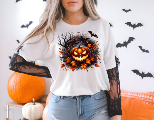 Halloween Pumpkin & Bats T-Shirt (unisex) - Image 3