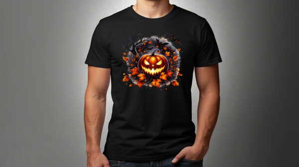 Halloween Pumpkin & Bats T-Shirt (unisex) - Image 2