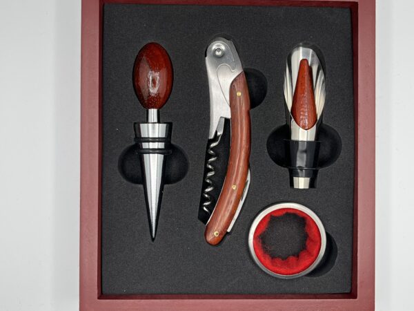Mahogany Wood Wine Accessory Gift Box - Image 3