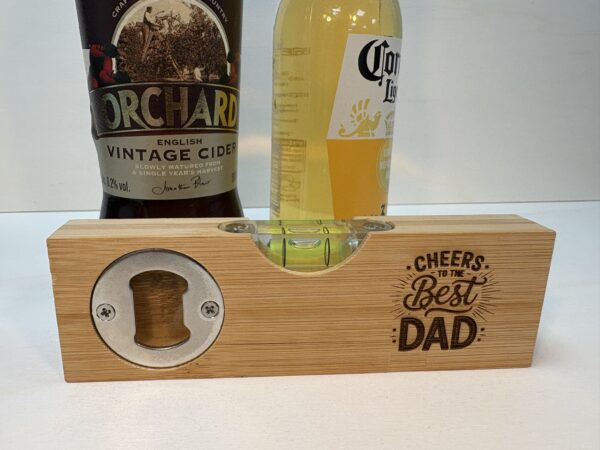Personalised Father's Day Bamboo Spirit Level & Bottle Opener - Image 3