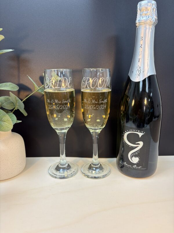 Personalised Bride & Groom Champagne Flutes