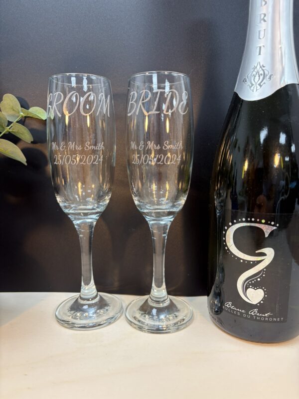 Personalised Bride & Groom Champagne Flutes - Image 5